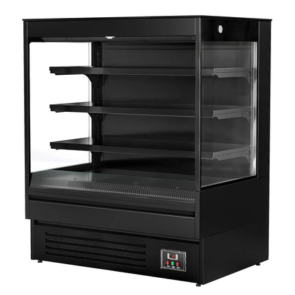 GGM Gastro Commercial multideck display fridge - Open front - 1200mm - 390L - with 3 shelves - Black