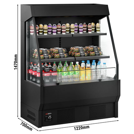 GGM Gastro Commercial multideck display fridge - Open front - 1220mm - 300L - with 2 shelves - Black