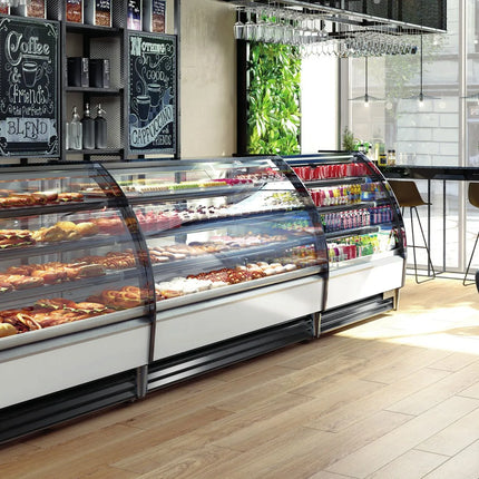 GGM Gastro Commercial multideck display fridge - Open front - 1250mm - 365L - with 3 shelves - solid rear - incl. night blind