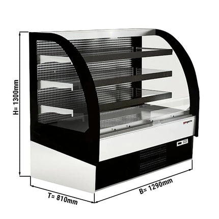 GGM Gastro Commercial multideck display fridge - Open front - 1250mm - 365L - with 3 shelves - solid rear - incl. night blind