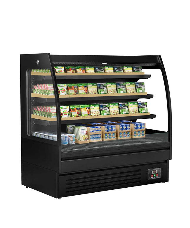 GGM Gastro Commercial multideck display fridge - Open front - 1500mm - 480L - with 3 shelves - Black