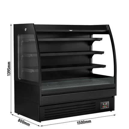 GGM Gastro Commercial multideck display fridge - Open front - 1500mm - 480L - with 3 shelves - Black