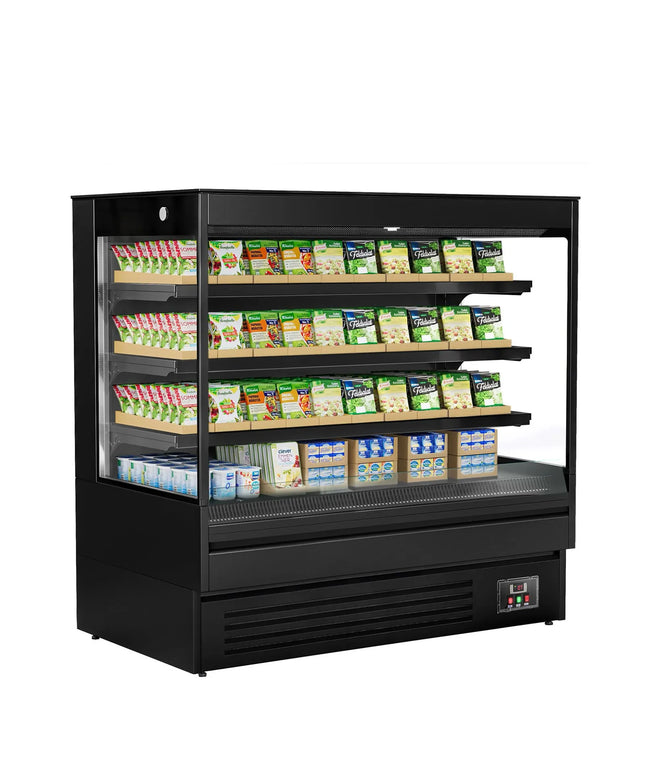GGM Gastro Commercial multideck display fridge - Open front - 1500mm - 493L - with 3 shelves - Black