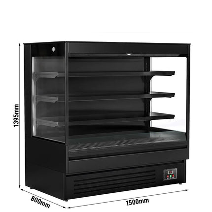 GGM Gastro Commercial multideck display fridge - Open front - 1500mm - 493L - with 3 shelves - Black