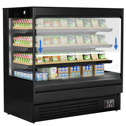 GGM Gastro Commercial multideck display fridge - Open front - 1500mm - 493L - with 3 shelves - Black