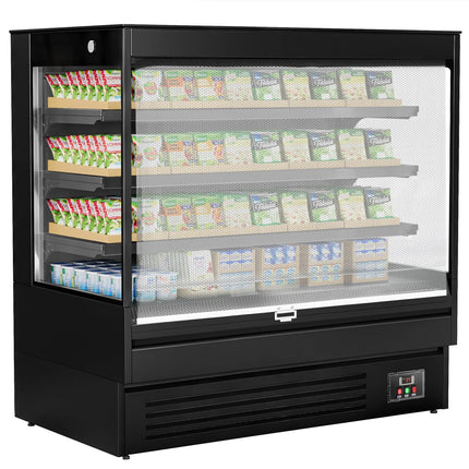 GGM Gastro Commercial multideck display fridge - Open front - 1500mm - 493L - with 3 shelves - Black
