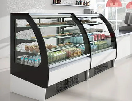 GGM Gastro Commercial multideck display fridge - Open front - 1875mm - 548L - with 3 shelves - rear sliding doors - incl. night blind - Black/White