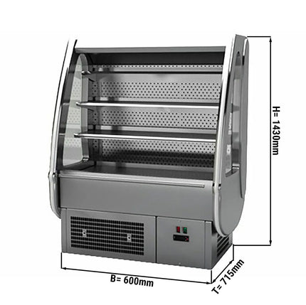 GGM Gastro Commercial multideck display fridge - Open front - 600mm - with 3 shelves - incl. night blind - Grey