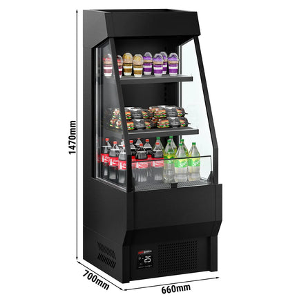GGM Gastro Commercial multideck display fridge - Open front - 660mm - 150L - with 2 shelves - Black