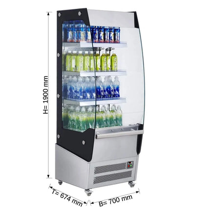 GGM Gastro Commercial multideck display fridge - Open front - 700mm - 420L - with 3 shelves - incl. night blind