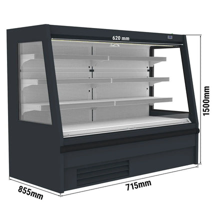 GGM Gastro Commercial multideck display fridge - Open front - 715mm - 179L - with 3 shelves - incl. night blind