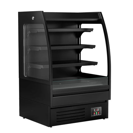 GGM Gastro Commercial multideck display fridge - Open front - 900mm - 216L - with 3 shelves - Black