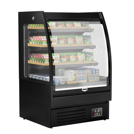GGM Gastro Commercial multideck display fridge - Open front - 900mm - 216L - with 3 shelves - Black