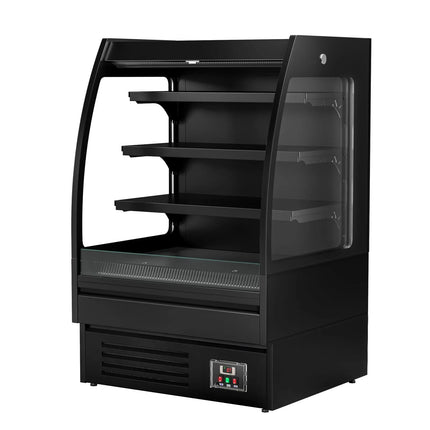 GGM Gastro Commercial multideck display fridge - Open front - 900mm - 216L - with 3 shelves - Black