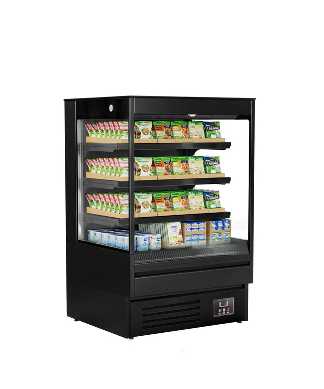 GGM Gastro Commercial multideck display fridge - Open front - 900mm - 287L - with 3 shelves - Black
