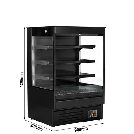 GGM Gastro Commercial multideck display fridge - Open front - 900mm - 287L - with 3 shelves - Black