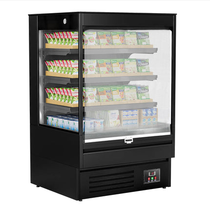 GGM Gastro Commercial multideck display fridge - Open front - 900mm - 287L - with 3 shelves - Black