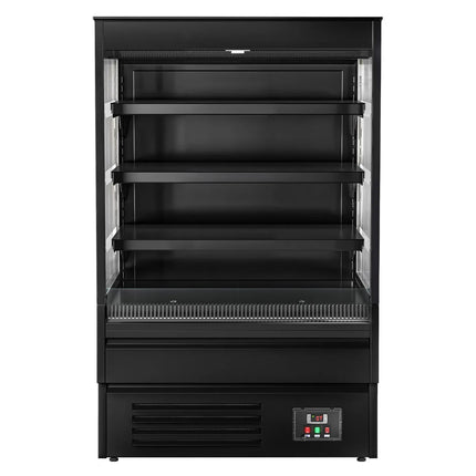 GGM Gastro Commercial multideck display fridge - Open front - 900mm - 287L - with 3 shelves - Black
