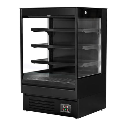 GGM Gastro Commercial multideck display fridge - Open front - 900mm - 287L - with 3 shelves - Black