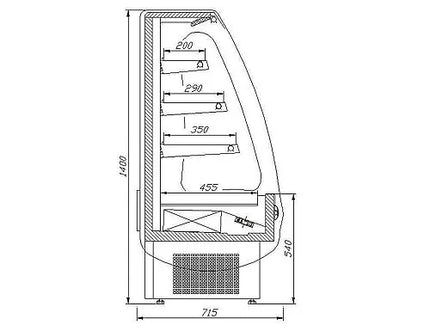 GGM Gastro Commercial multideck display fridge - Open front - 900mm - with 3 shelves - incl. night blind - Grey