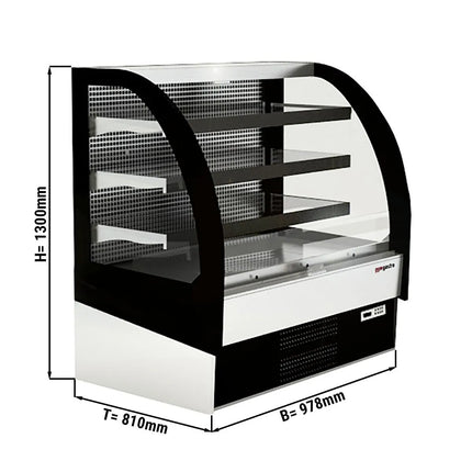 GGM Gastro Commercial multideck display fridge - Open front - 938mm - 274L - with 3 shelves - solid rear - incl. night blind