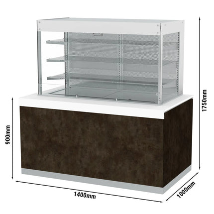 GGM Gastro Commercial multideck display fridge PRAG Self-Service - 640L - 1400mm - Double glazing - square - with 3 shelves - incl. night curtain