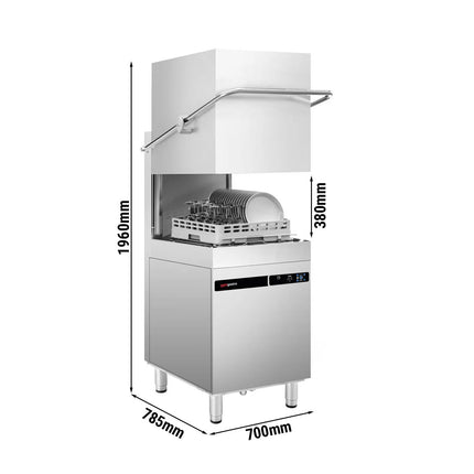 GGM Gastro Commercial Pass Through Dishwasher - Touchscreen Controls - 9.66kW - with Detergent & Rinse Aid Dosing Pumps, Drain Pump