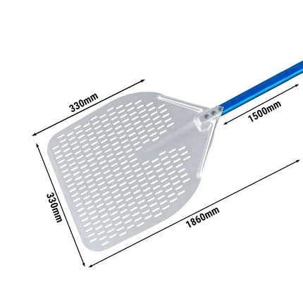 GGM Gastro Commercial Pizza Peel AZZURRA - Aluminium - 330x330mm - Length:150cm - perforated - anodised