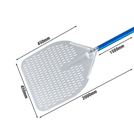 GGM Gastro Commercial Pizza Peel AZZURRA - Aluminium - 450x450mm - Length:150cm - perforated