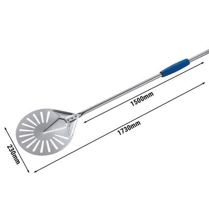 GGM Gastro Commercial Pizza Peel AZZURRA - Stainless Steel - 230x230mm - Length:150cm - perforated