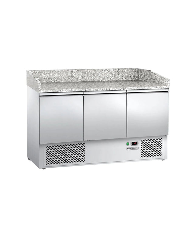 GGM Gastro Commercial Pizza Prep Counter - Granite Top ECO - 1400x700mm - with 3 doors
