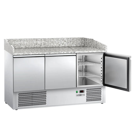 GGM Gastro Commercial Pizza Prep Counter - Granite Top ECO - 1400x700mm - with 3 doors