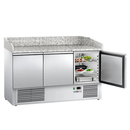 GGM Gastro Commercial Pizza Prep Counter - Granite Top ECO - 1400x700mm - with 3 doors