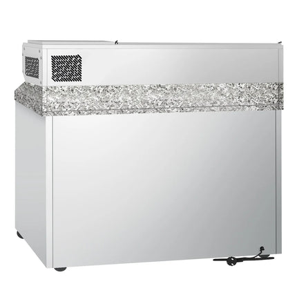 GGM Gastro Commercial Pizza Prep Counter - Granite Top ECO - 1400x700mm - with 3 glass doors - incl. refrigerated topping unit - 6x GN 1/4