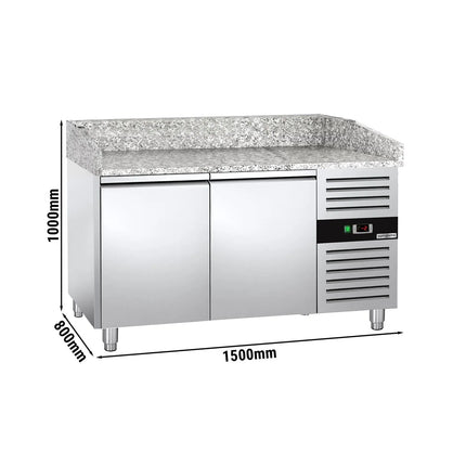GGM Gastro Commercial Pizza Prep Counter - Granite Top ECO - 1500x800mm - with 2 doors