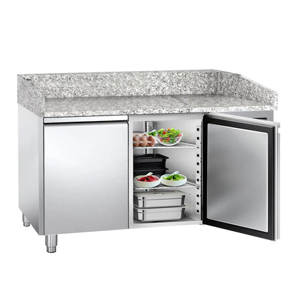 GGM Gastro Commercial Pizza Prep Counter - Granite Top ECO - 1500x800mm - with 2 doors