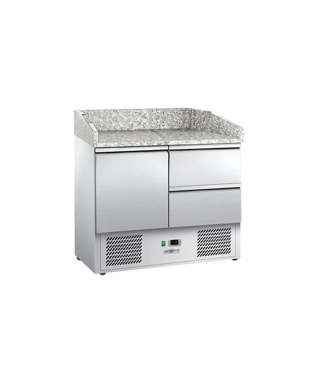 GGM Gastro Commercial Pizza Prep Counter - Granite Top ECO - 935x700mm - with 1 doors & 2 drawers
