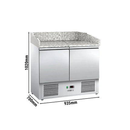 GGM Gastro Commercial Pizza Prep Counter - Granite Top ECO - 935x700mm - with 2 doors