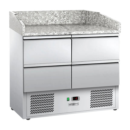 GGM Gastro Commercial Pizza Prep Counter - Granite Top ECO - 935x700mm - with 0 doors & 4 drawers