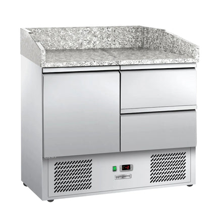 GGM Gastro Commercial Pizza Prep Counter - Granite Top ECO - 935x700mm - with 1 doors & 2 drawers