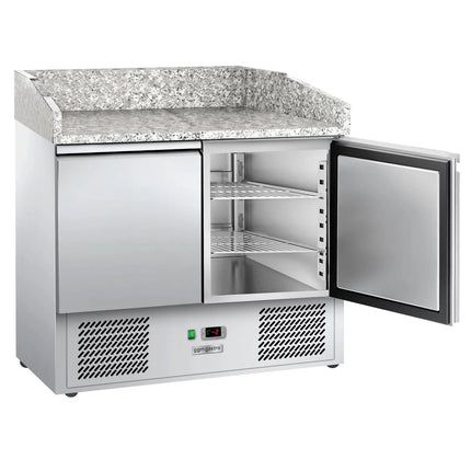 GGM Gastro Commercial Pizza Prep Counter - Granite Top ECO - 935x700mm - with 2 doors
