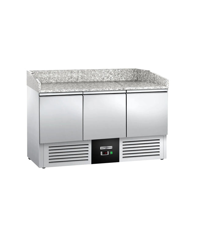 GGM Gastro Commercial Pizza Prep Counter - Granite Top PREMIUM - 1400x700mm - with 3 doors