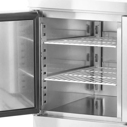 GGM Gastro Commercial Pizza Prep Counter - Granite Top PREMIUM - 1400x700mm - with 2 doors & 2 drawers