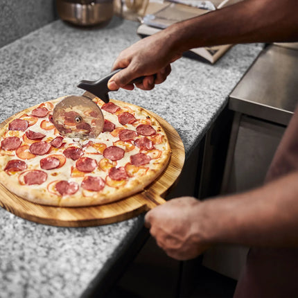 GGM Gastro Commercial Pizza Prep Counter - Granite Top PREMIUM - 1400x700mm - with 3 glass doors