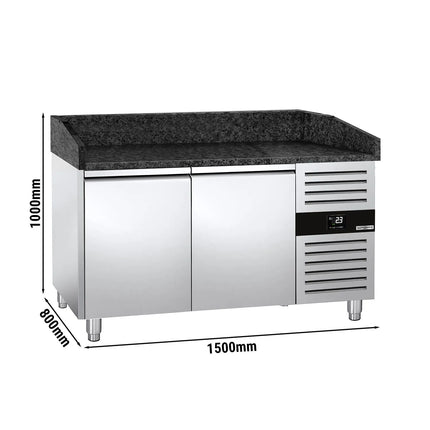 GGM Gastro Commercial Pizza Prep Counter - Granite Top PREMIUM - 1500x800mm - with 2 doors