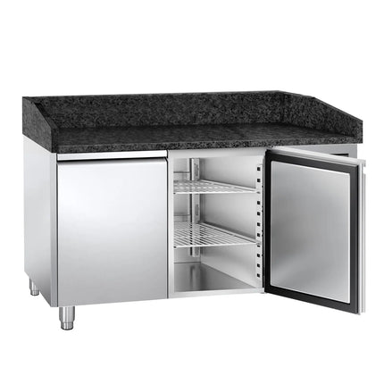 GGM Gastro Commercial Pizza Prep Counter - Granite Top PREMIUM - 1500x800mm - with 2 doors
