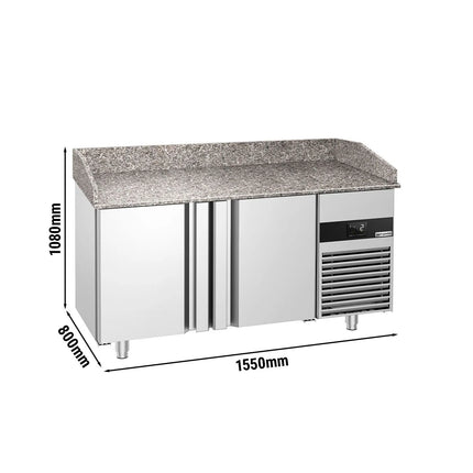 GGM Gastro Commercial Pizza Prep Counter - Granite Top PREMIUM - 1550x800mm - with 2 doors