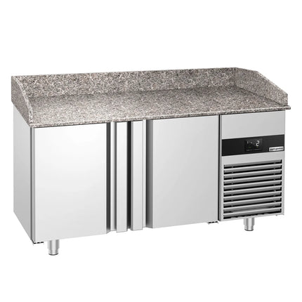 GGM Gastro Commercial Pizza Prep Counter - Granite Top PREMIUM - 1550x800mm - with 2 doors