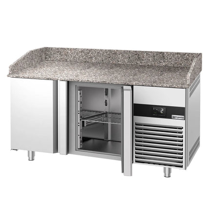 GGM Gastro Commercial Pizza Prep Counter - Granite Top PREMIUM - 1550x800mm - with 2 doors