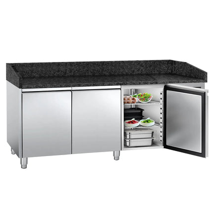 GGM Gastro Commercial Pizza Prep Counter - Granite Top PREMIUM - 2025x800mm - with 3 doors